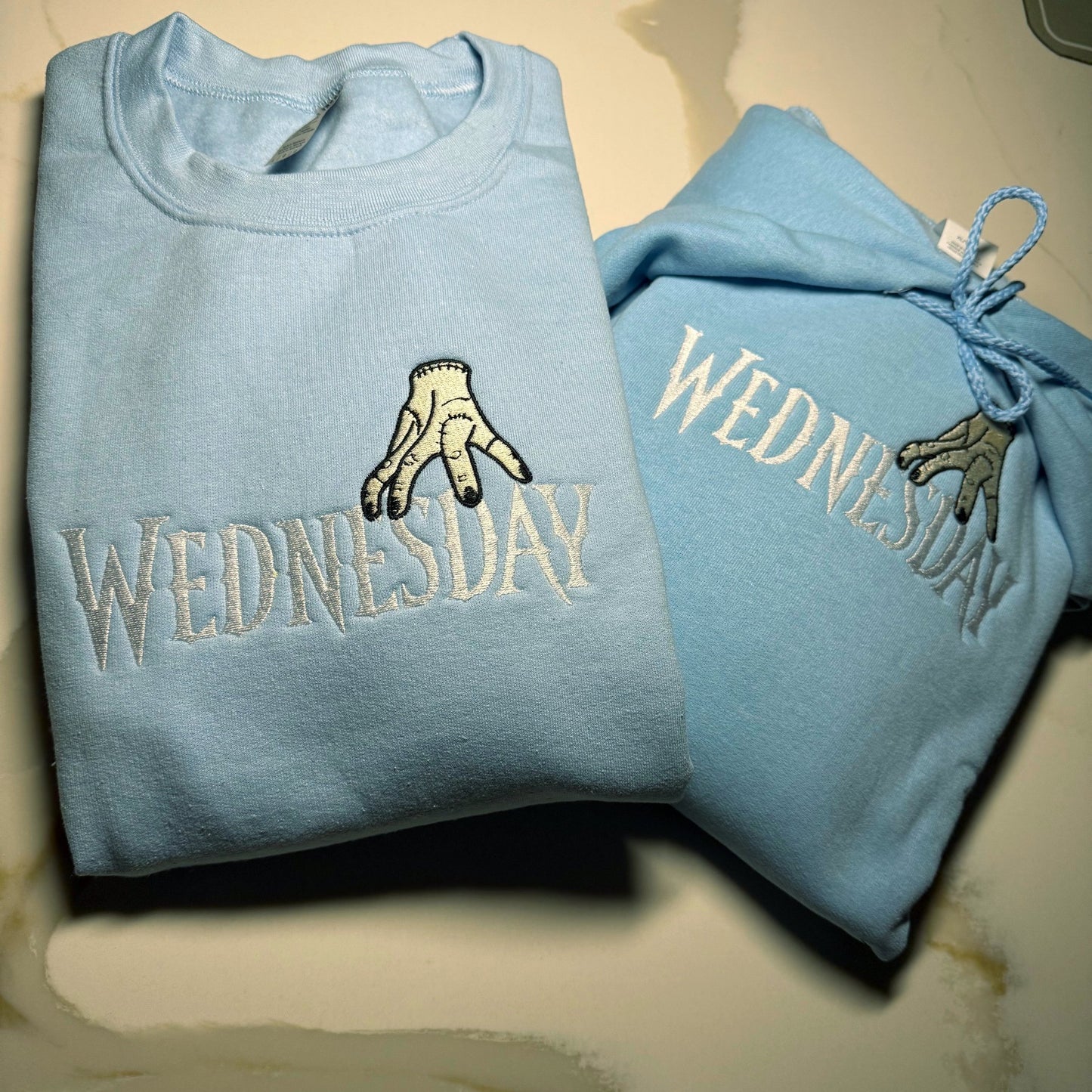 Custom Wednesday Adams Embroidered Crewneck OR Hoodie Sweatshirt