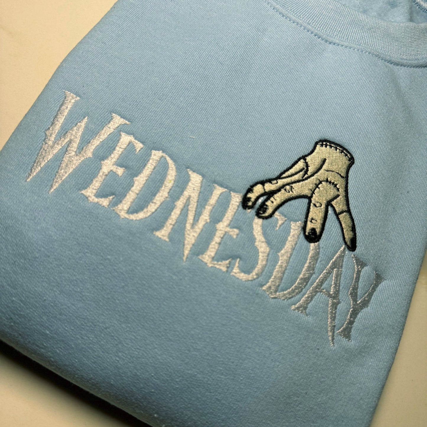 Custom Wednesday Adams Embroidered Crewneck OR Hoodie Sweatshirt