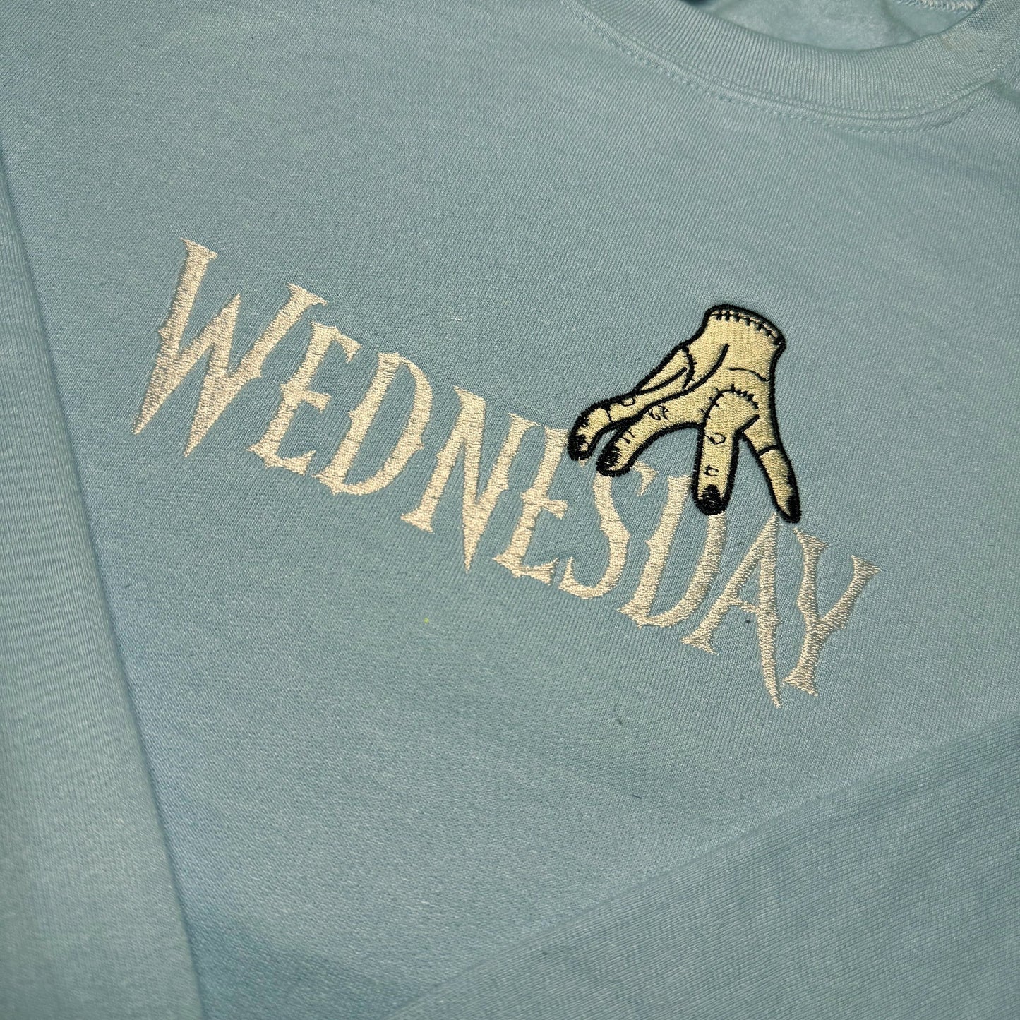 Custom Wednesday Adams Embroidered Crewneck OR Hoodie Sweatshirt