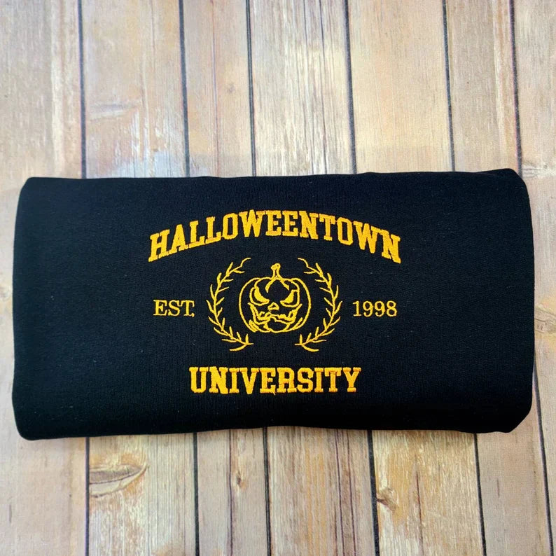 Custom Halloween Town Embroidered Crewneck OR Hoodie Sweatshirt