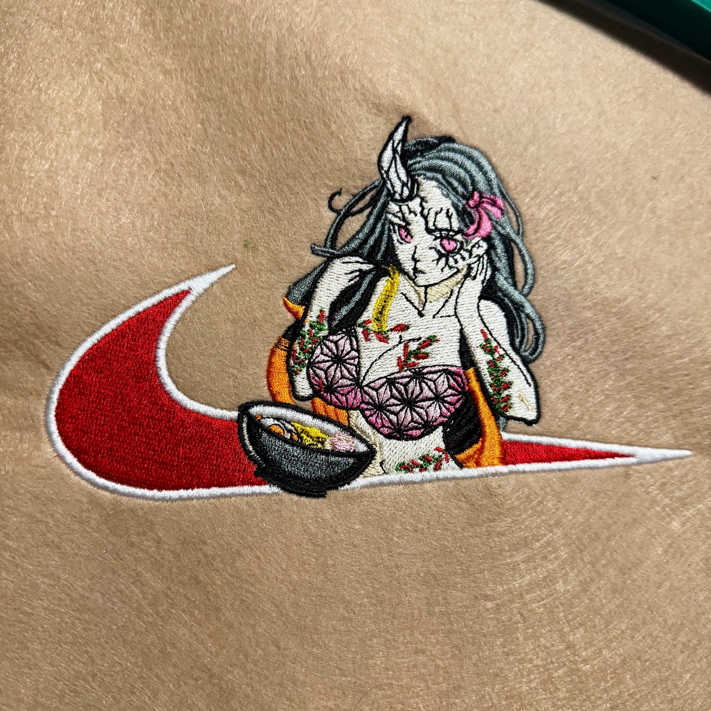 Custom Demon Slayer Nezuko Noodles Embroidered Crewneck OR Hoodie Sweatshirt