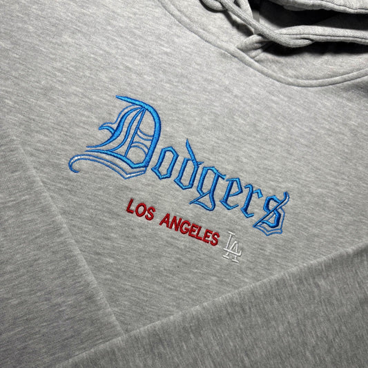 Custom Los Angeles Dodgers Old English Embroidered Crewneck OR Hoodie Sweatshirt