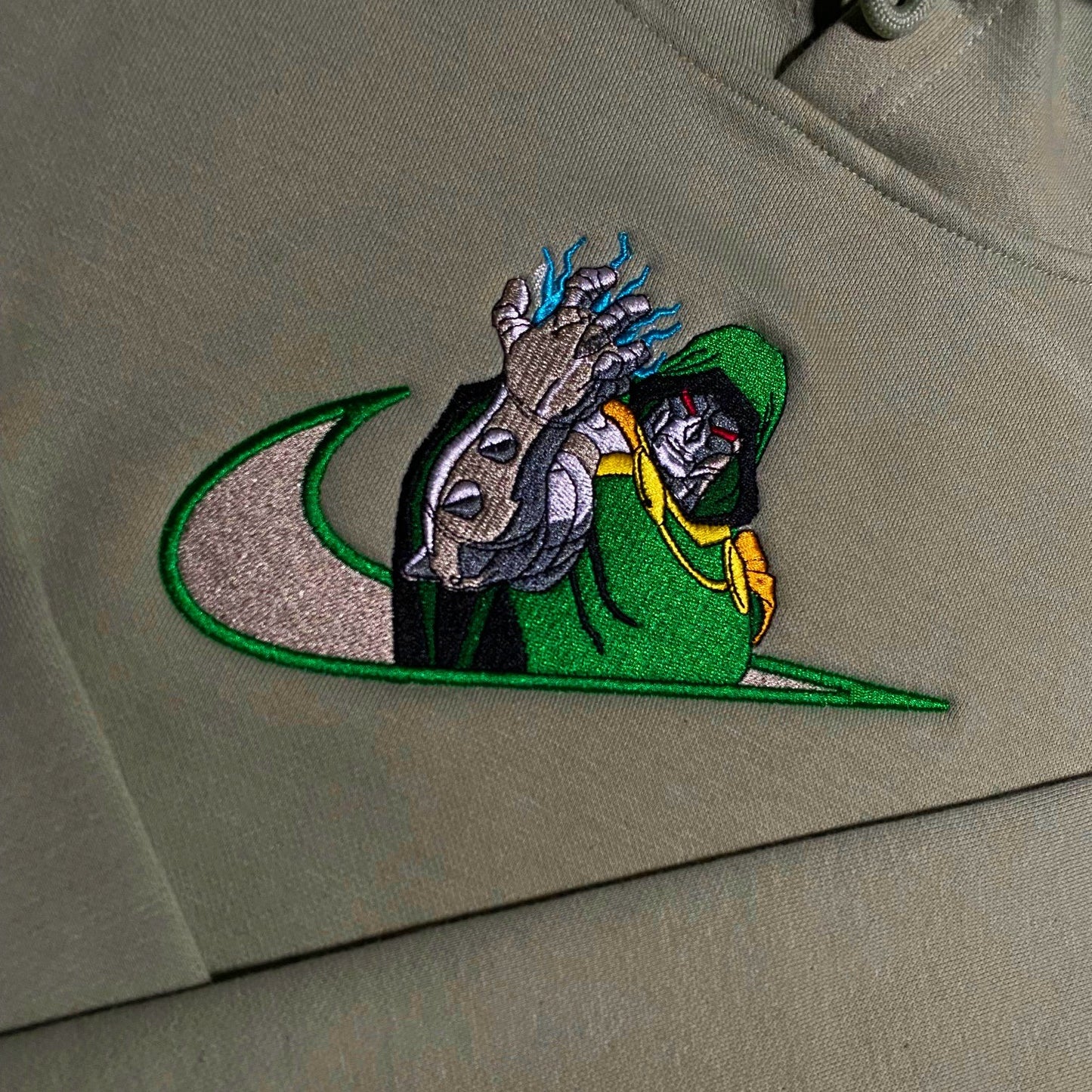 Custom MF Dr. Doom Embroidered Crewneck OR Hoodie Sweatshirt