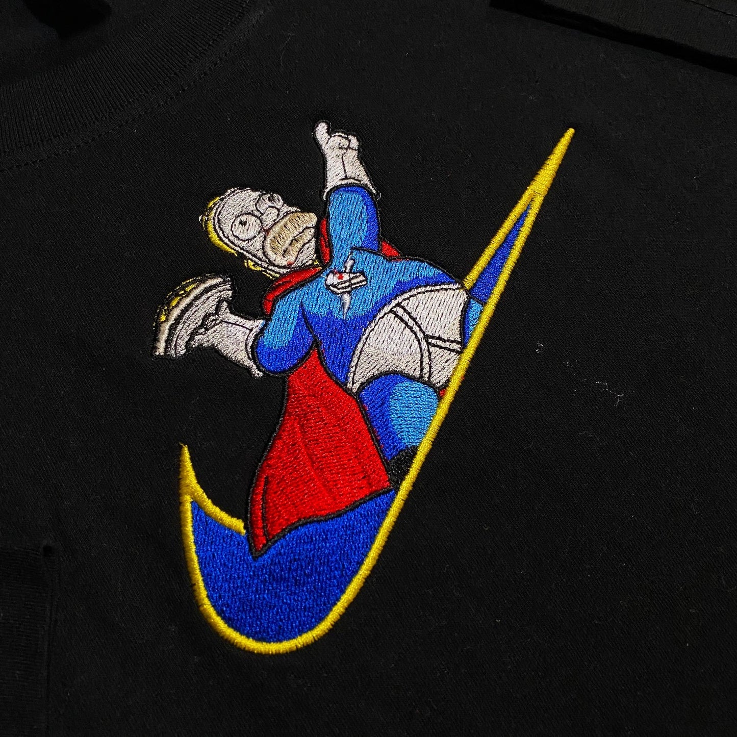 Custom The Simpsons Hero Homer Embroidered Crewneck OR Hoodie Sweatshirt