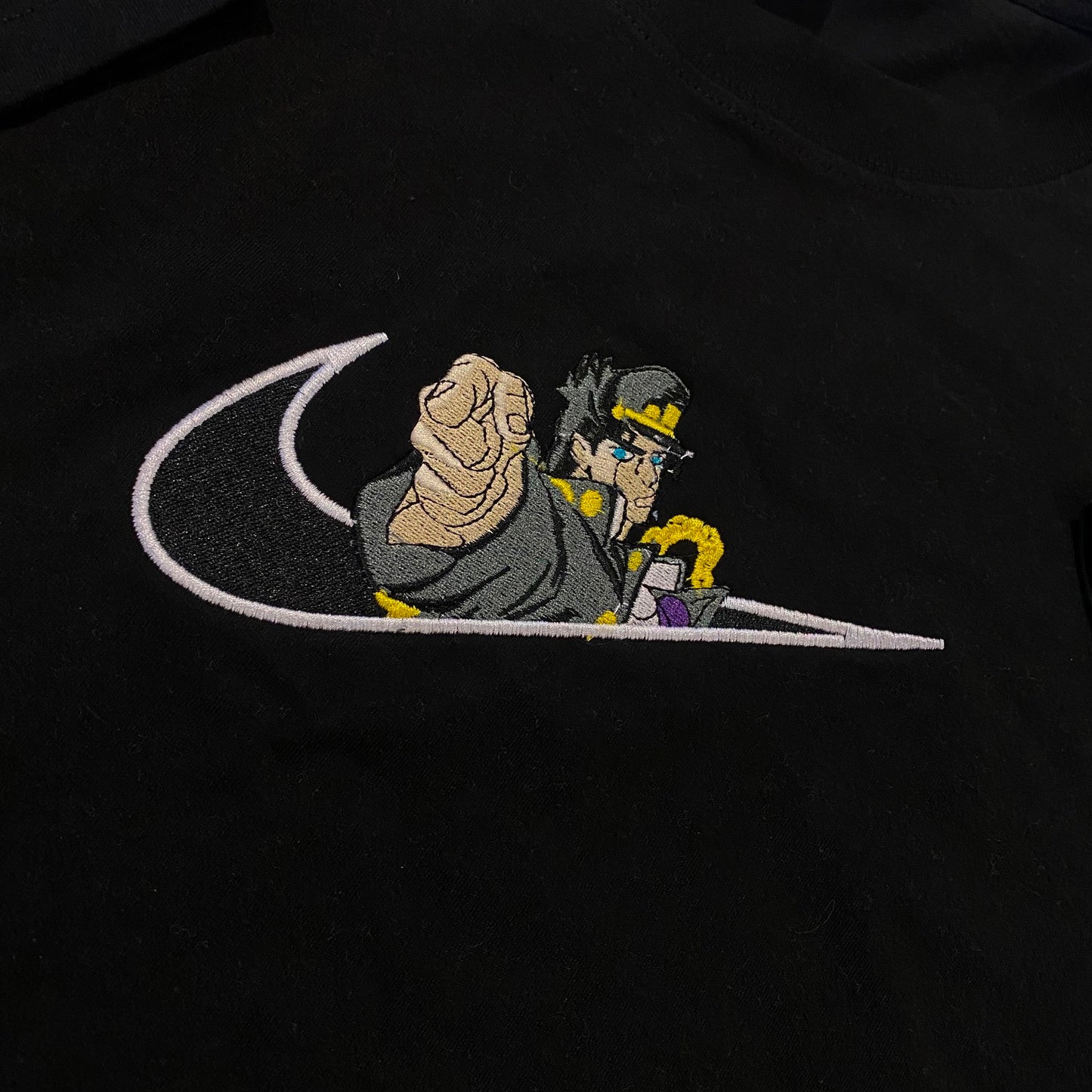 No Re-Stock: Custom JoJo's Bizarre Adventure Jotaro Embroidered Crewneck OR Hoodie Sweatshirt