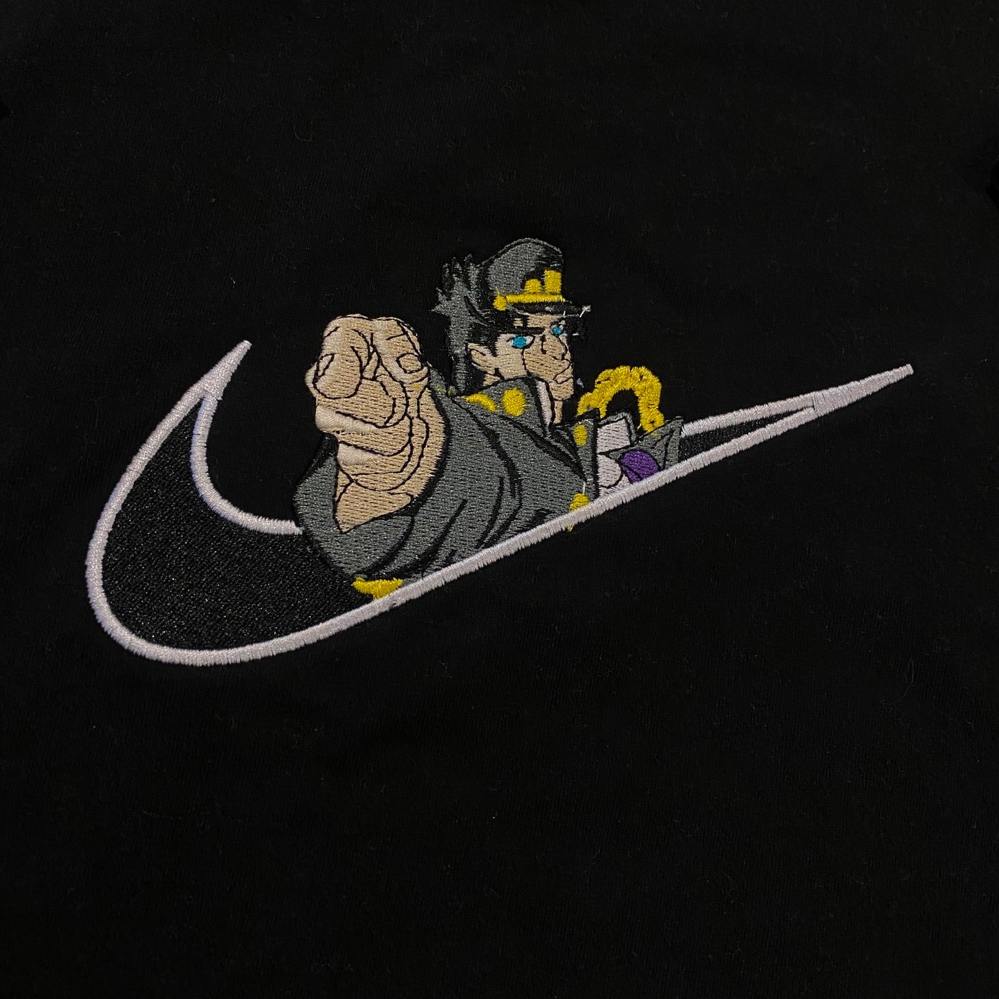 No Re-Stock: Custom JoJo's Bizarre Adventure Jotaro Embroidered Crewneck OR Hoodie Sweatshirt
