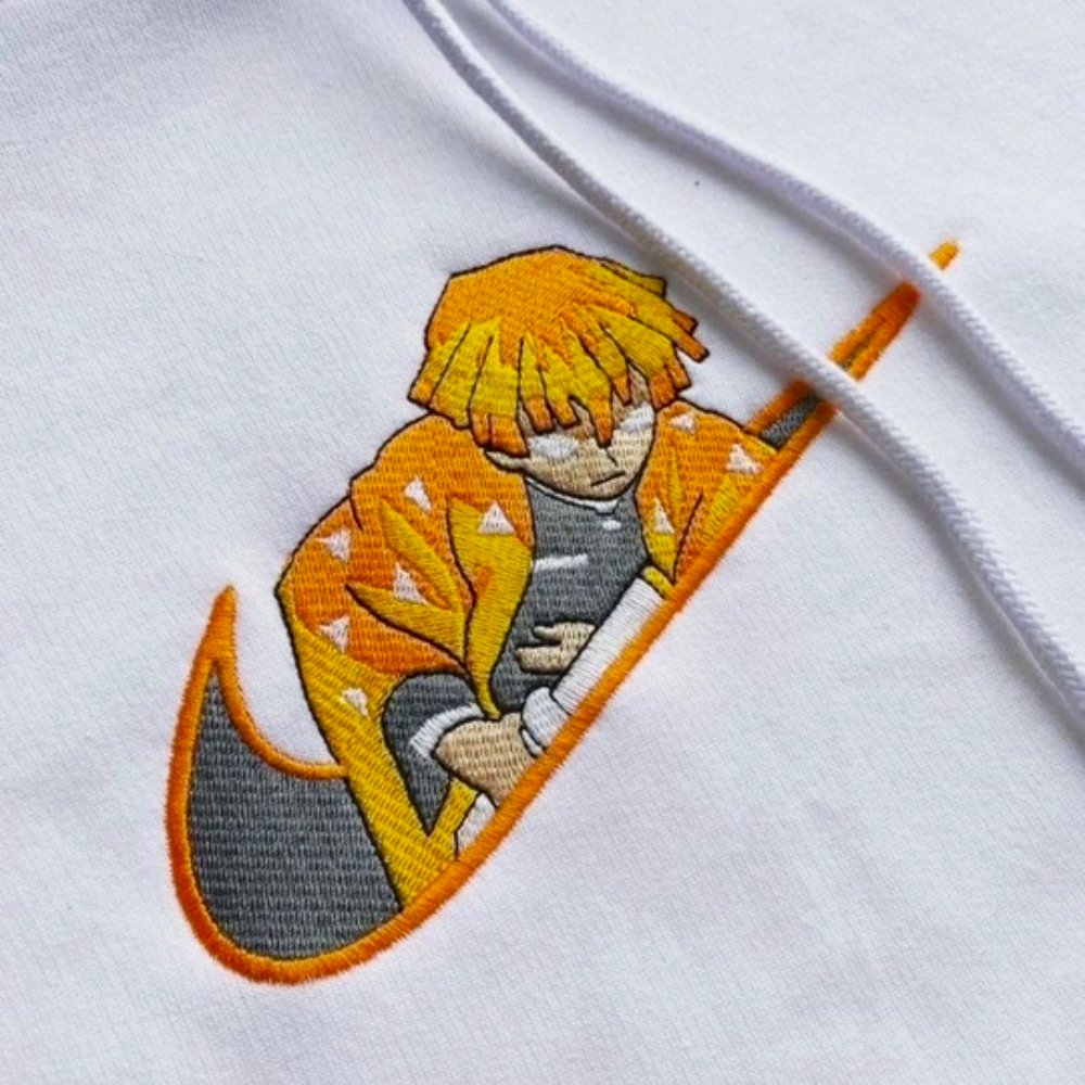 Custom Demon Slayer Zenitsu Embroidered Crewneck OR Hoodie Sweatshirt