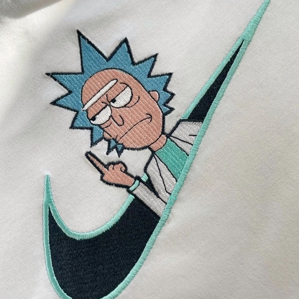 Custom Rick and Morty Eff You Embroidered Crewneck OR Hoodie Sweatshirt