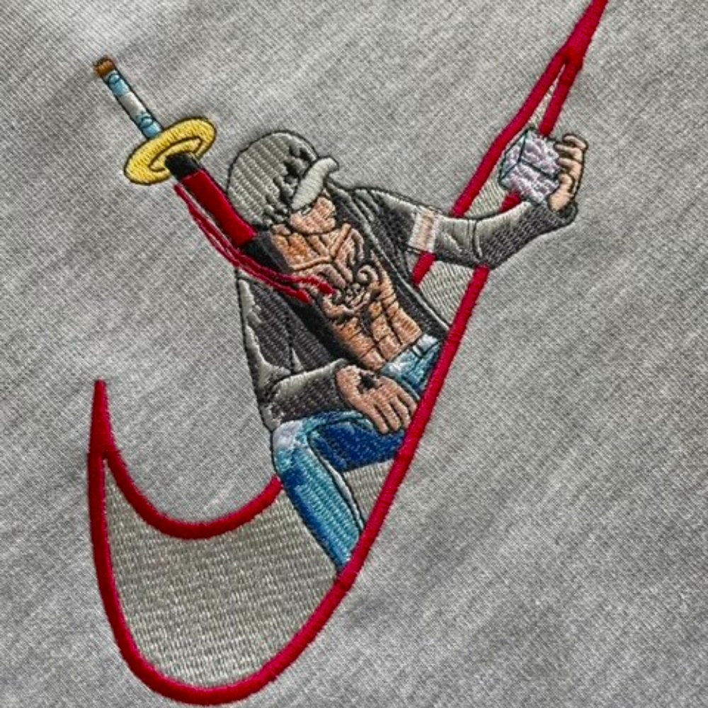 Custom One Piece Law Embroidered Crewneck OR Hoodie Sweatshirt