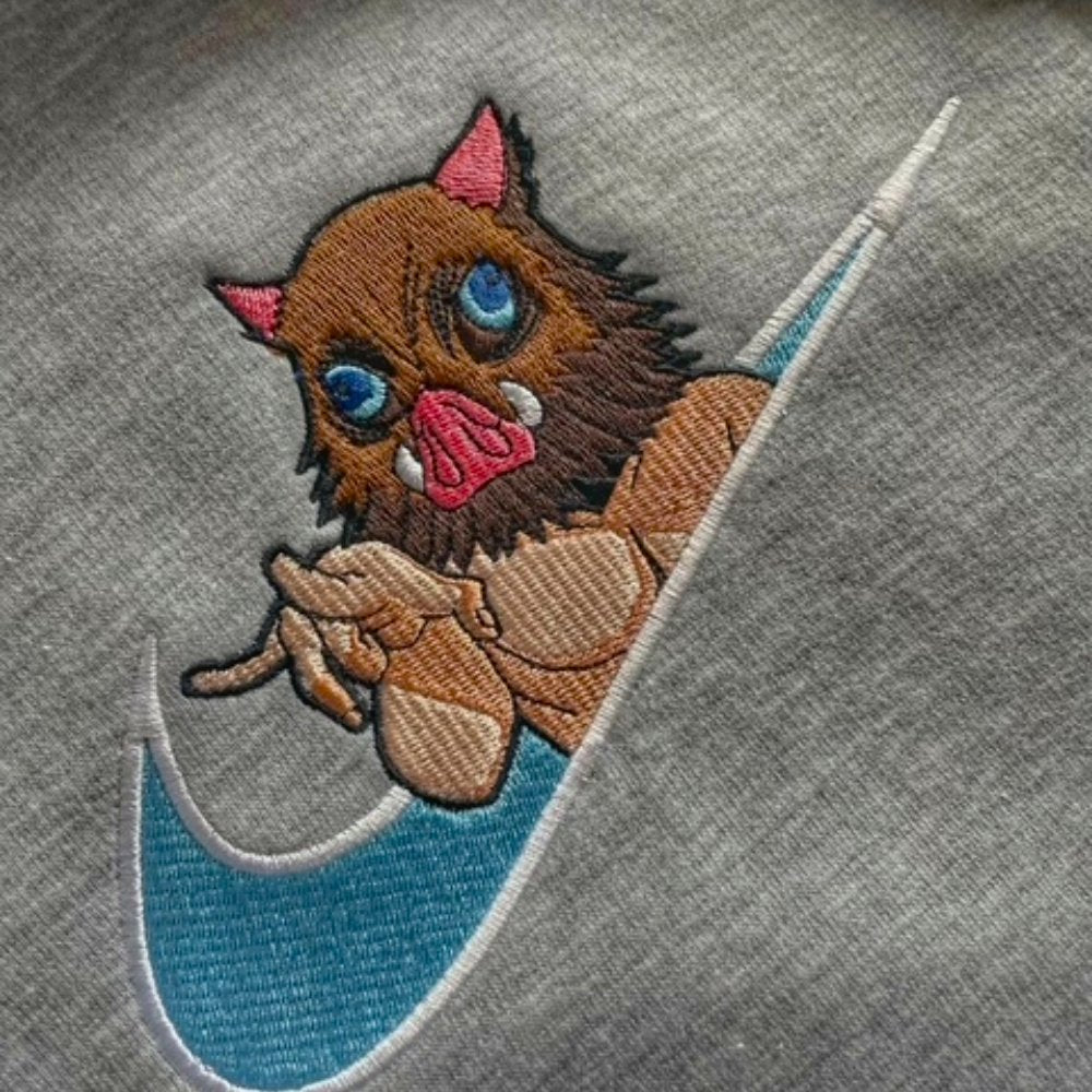 Custom Demon Slayer Inosuke Embroidered Crewneck OR Hoodie Sweatshirt