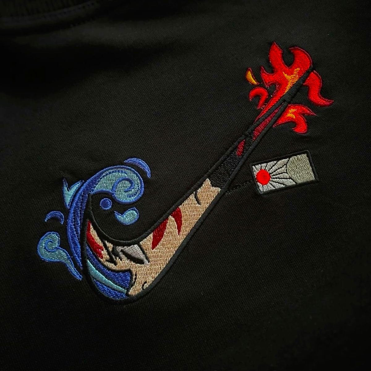 Custom Demon Slayer Tanjiro Embroidered Crewneck OR Hoodie Sweatshirt