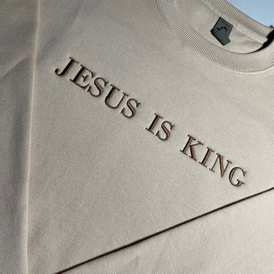Custom Jesus is King Embroidered Crewneck OR Hoodie Sweatshirt