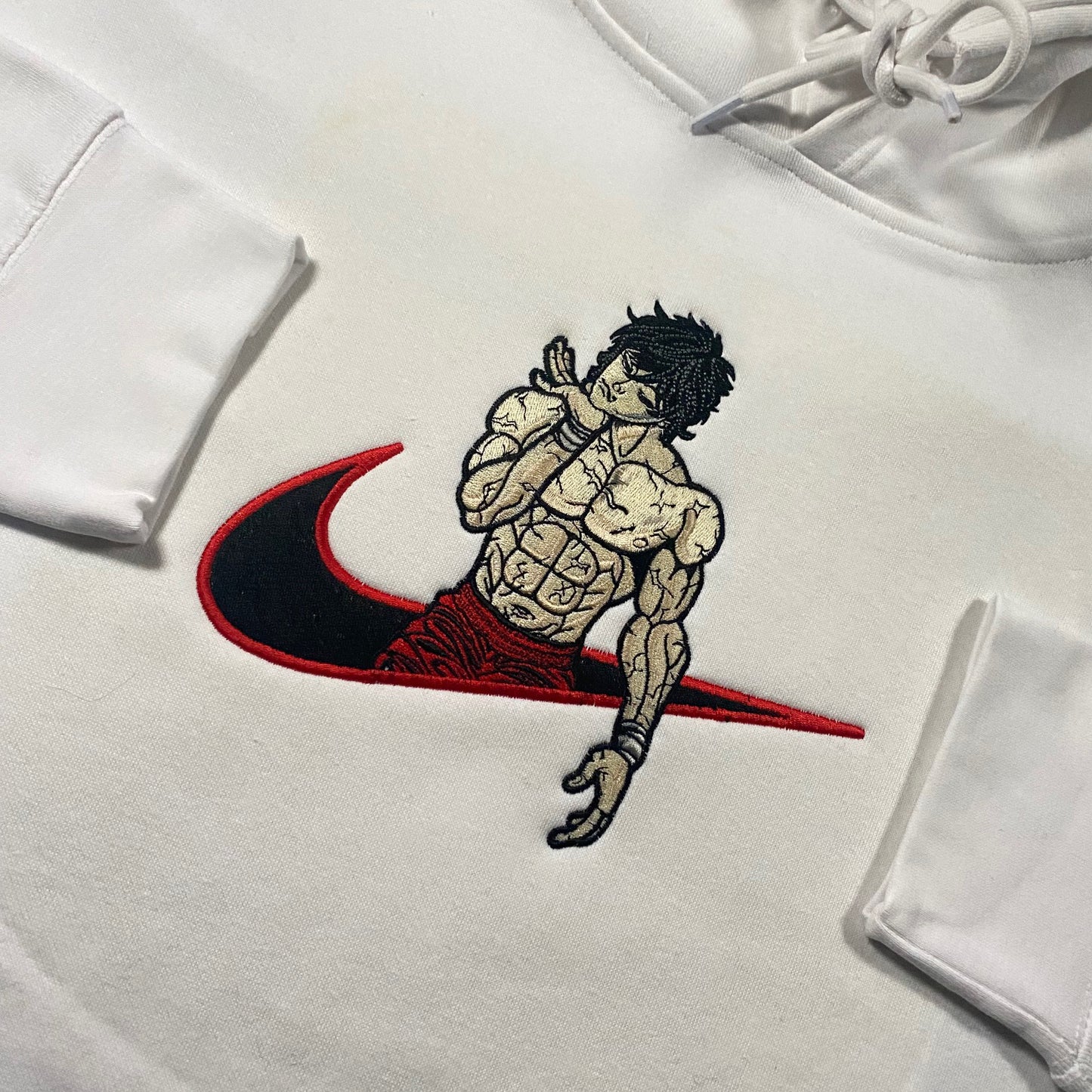 No Re-Stock: Custom Baki Hanma Embroidered Crewneck OR Hoodie Sweatshirt