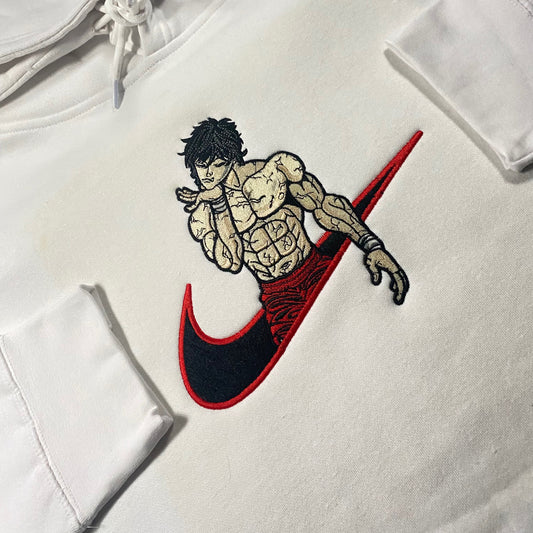 No Re-Stock: Custom Baki Hanma Embroidered Crewneck OR Hoodie Sweatshirt