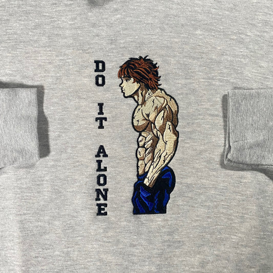 No Re-Stock: Custom Baki Hanma Embroidered Crewneck OR Hoodie Sweatshirt