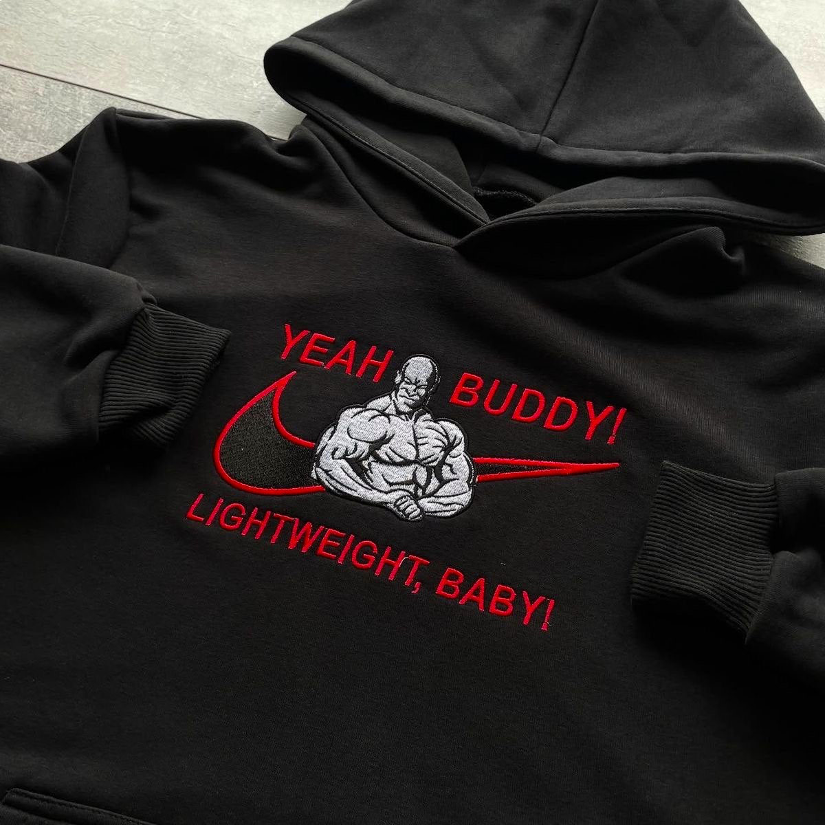 Custom Yeah Buddy! Ronnie Coleman Gym Bro - Red Alternate Embroidered Crewneck OR Hoodie Sweatshirt