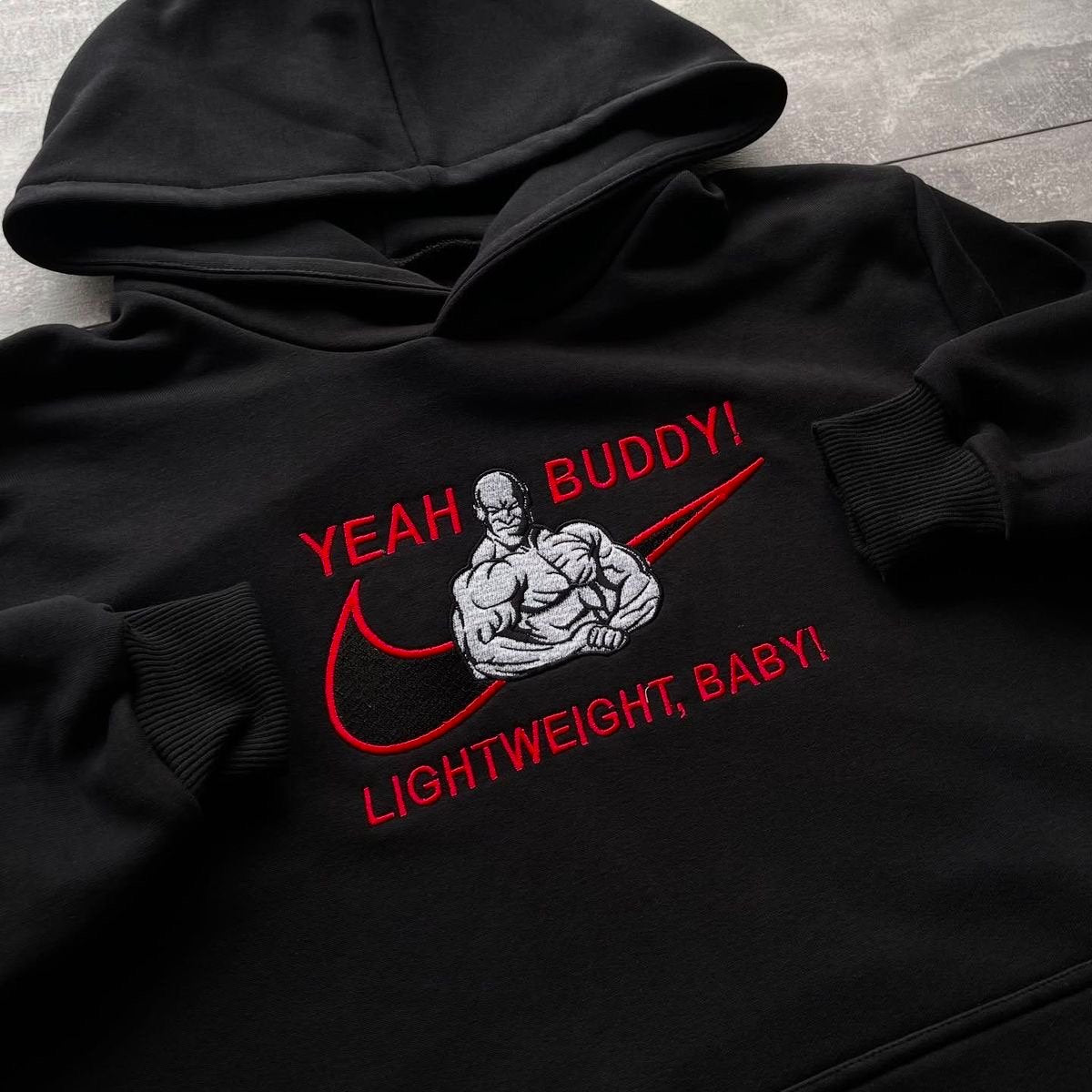 Custom Yeah Buddy! Ronnie Coleman Gym Bro - Red Alternate Embroidered Crewneck OR Hoodie Sweatshirt