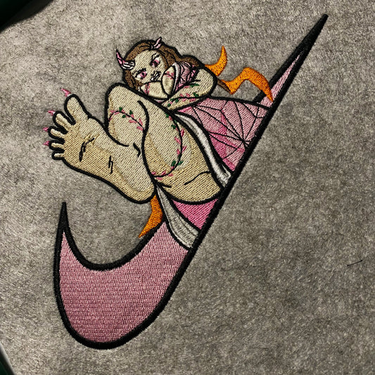 No Re-Stock: Custom Demon Slayer Nezuko Embroidered Crewneck OR Hoodie Sweatshirt