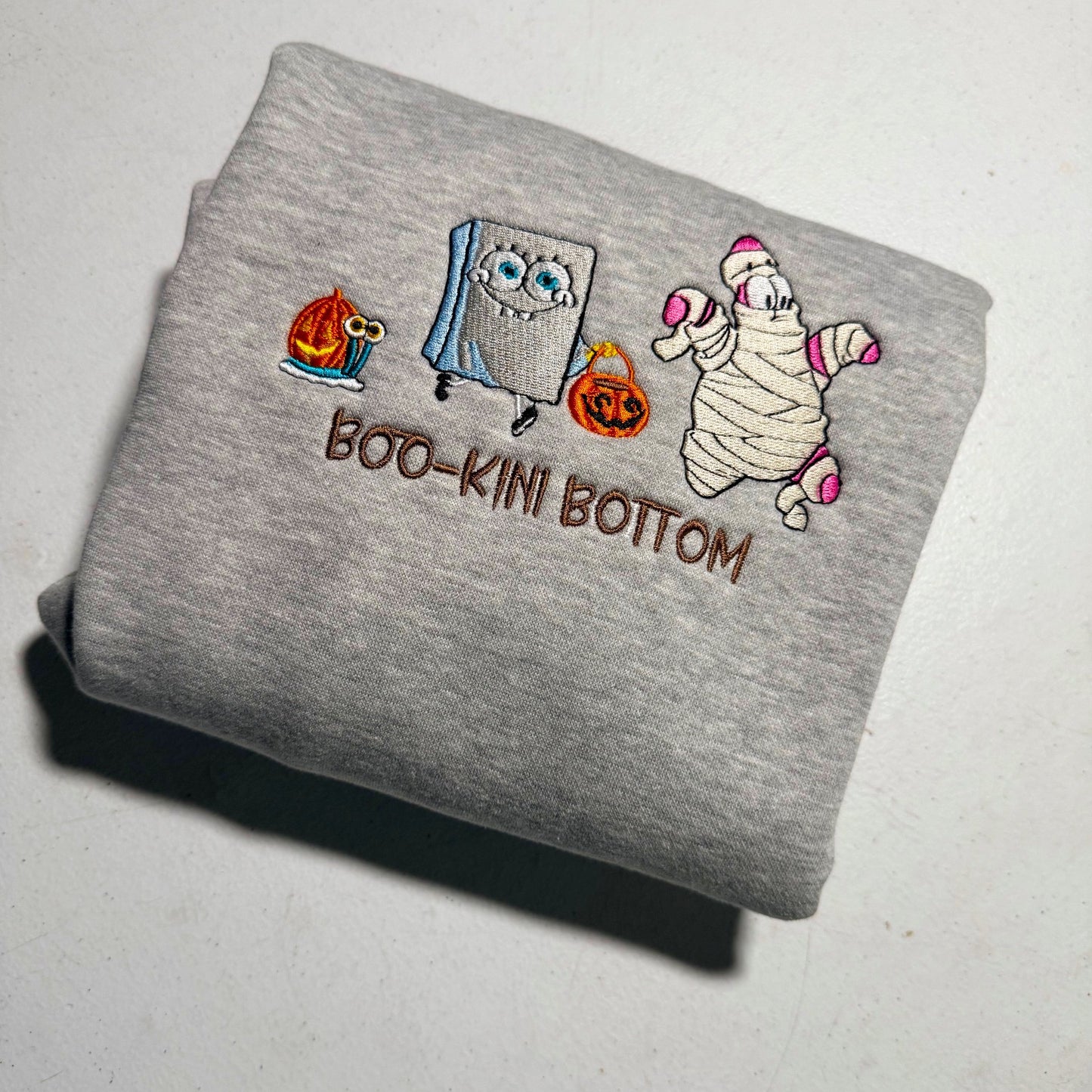 Custom SpongeBob Boo-Kini-Bottom Halloween Embroidered Crewneck OR Hoodie Sweatshirt