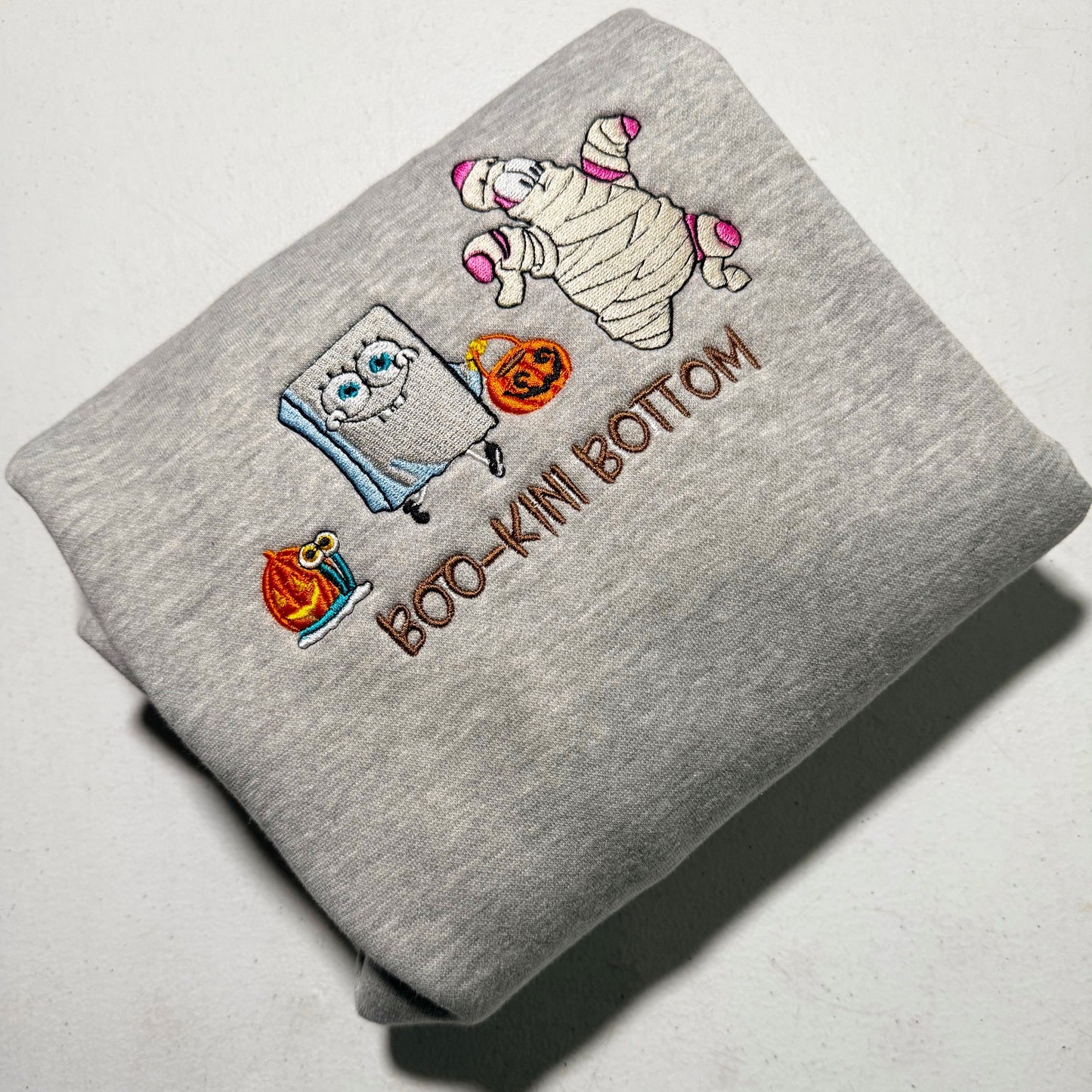 Custom SpongeBob Boo-Kini-Bottom Halloween Embroidered Crewneck OR Hoodie Sweatshirt