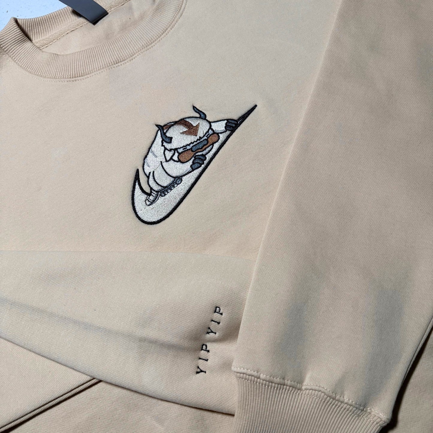 Custom Last Air Bender Appa Yip Yip Embroidered Crewneck OR Hoodie Sweatshirt