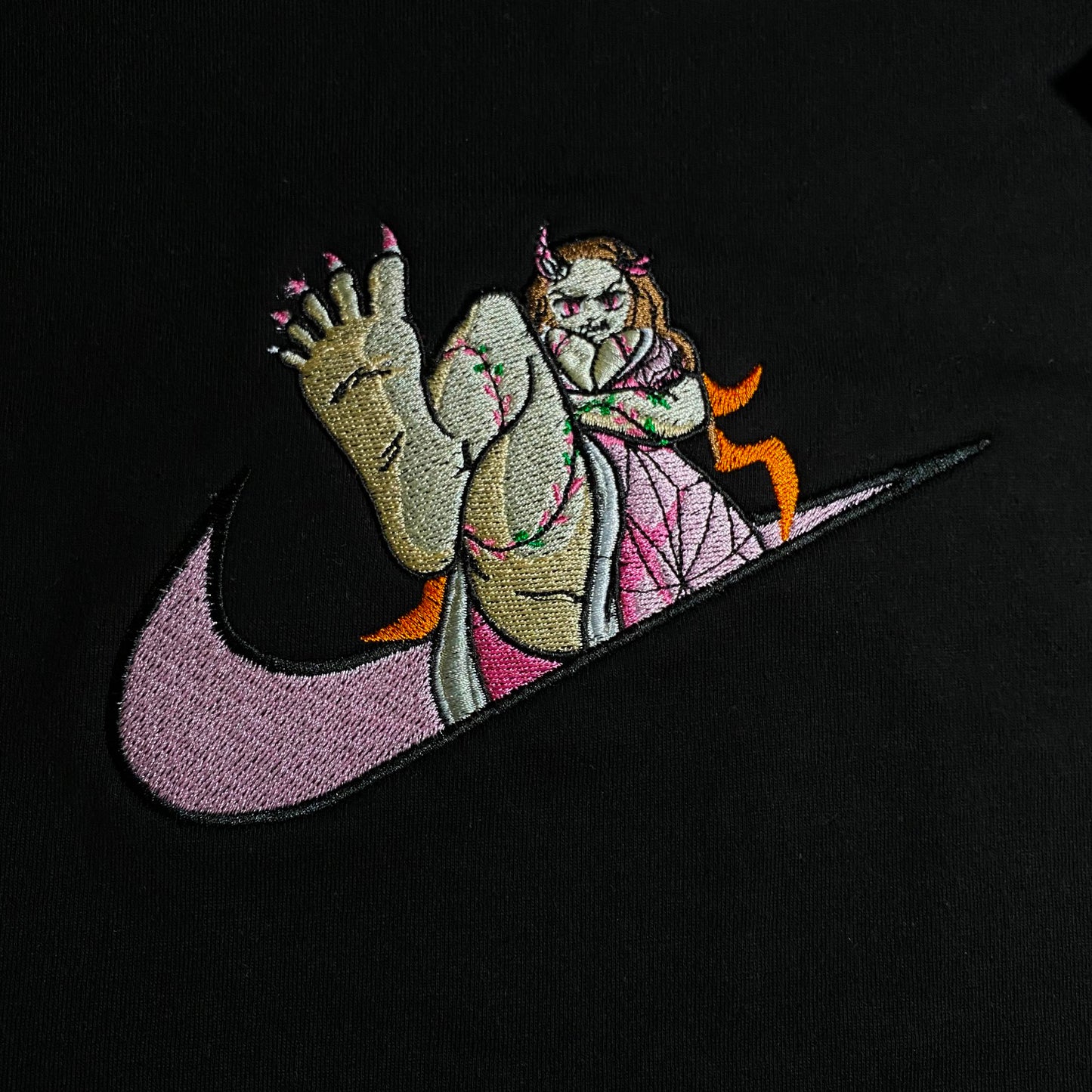 No Re-Stock: Custom Demon Slayer Nezuko Embroidered Crewneck OR Hoodie Sweatshirt