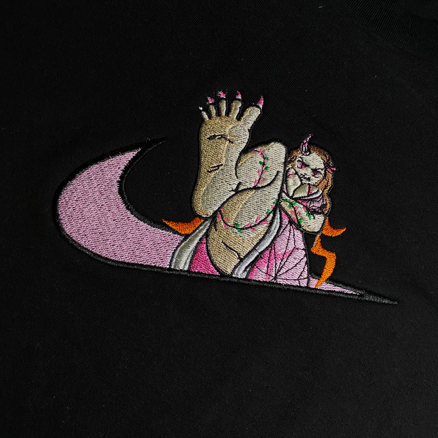 No Re-Stock: Custom Demon Slayer Nezuko Embroidered Crewneck OR Hoodie Sweatshirt