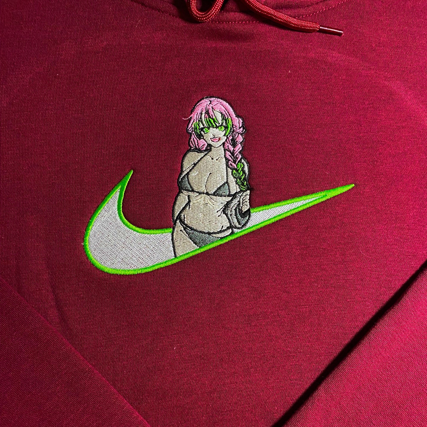 No Re-Stock: Custom Demon Slayer Mitsuri Embroidered Crewneck OR Hoodie Sweatshirt