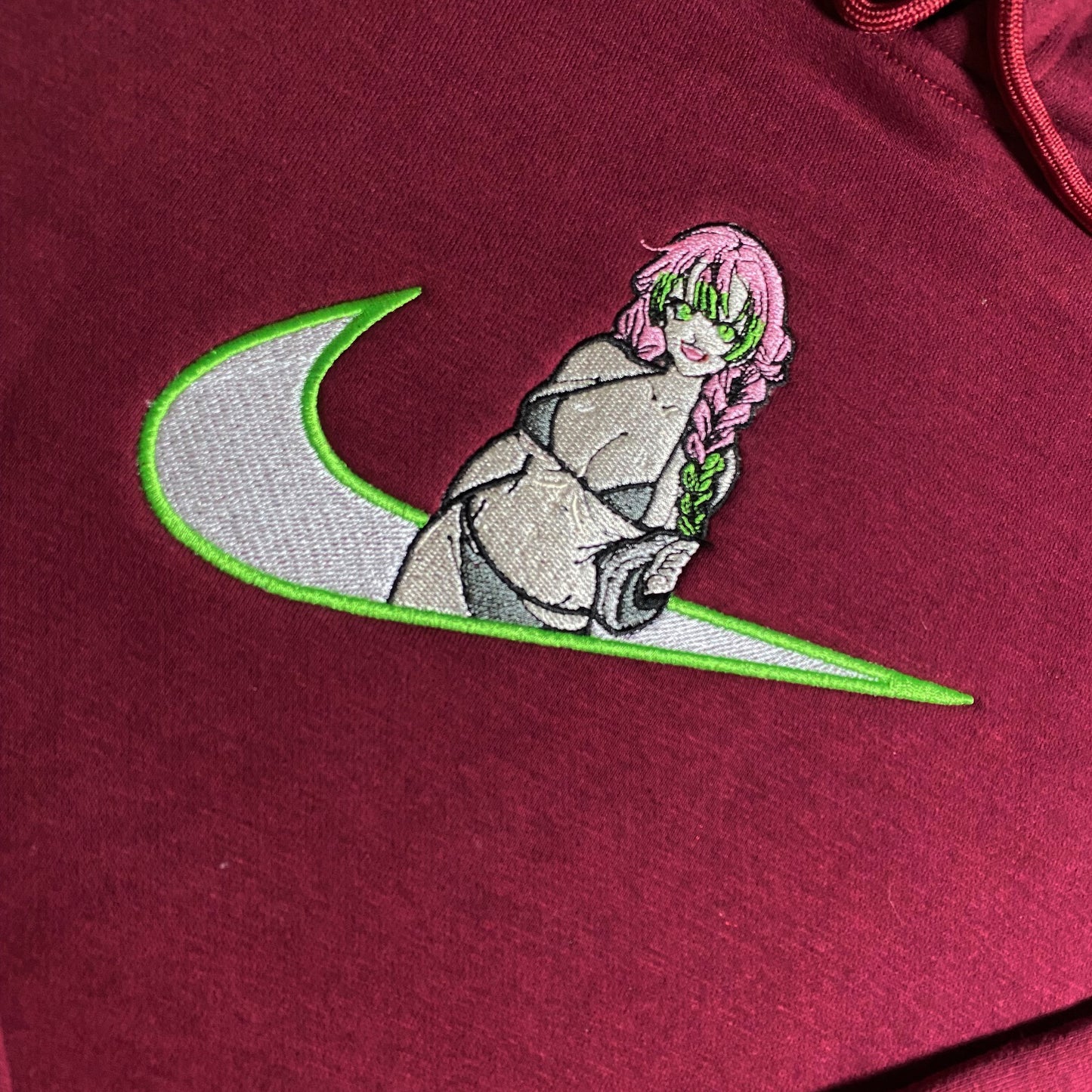No Re-Stock: Custom Demon Slayer Mitsuri Embroidered Crewneck OR Hoodie Sweatshirt