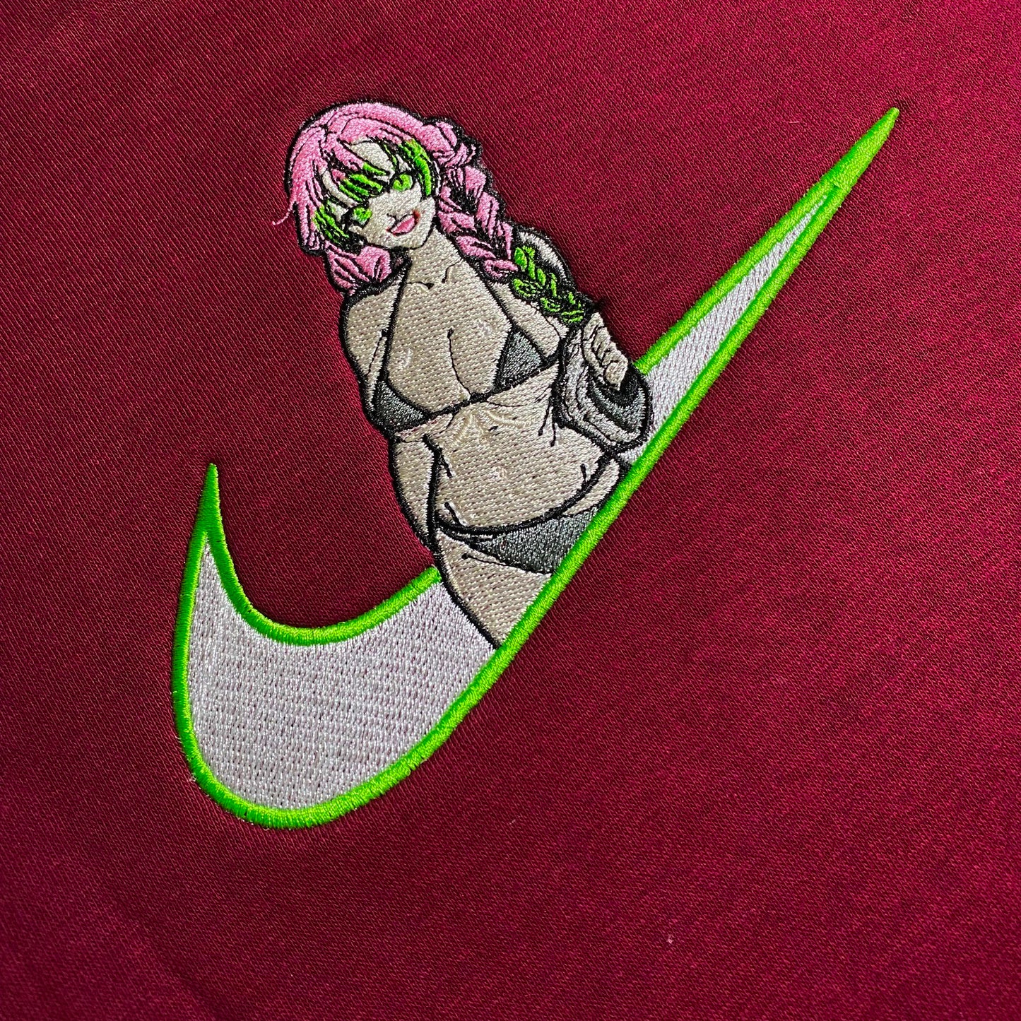 No Re-Stock: Custom Demon Slayer Mitsuri Embroidered Crewneck OR Hoodie Sweatshirt