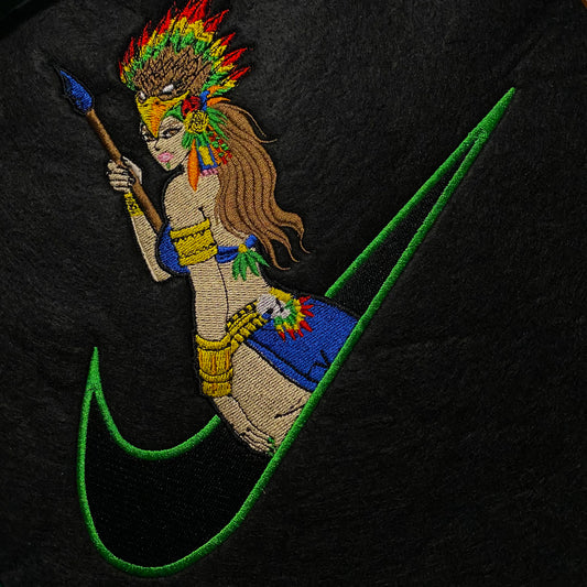 No Re-Stock: Custom Aztec Warrior Princess Embroidered Crewneck OR Hoodie Sweatshirt
