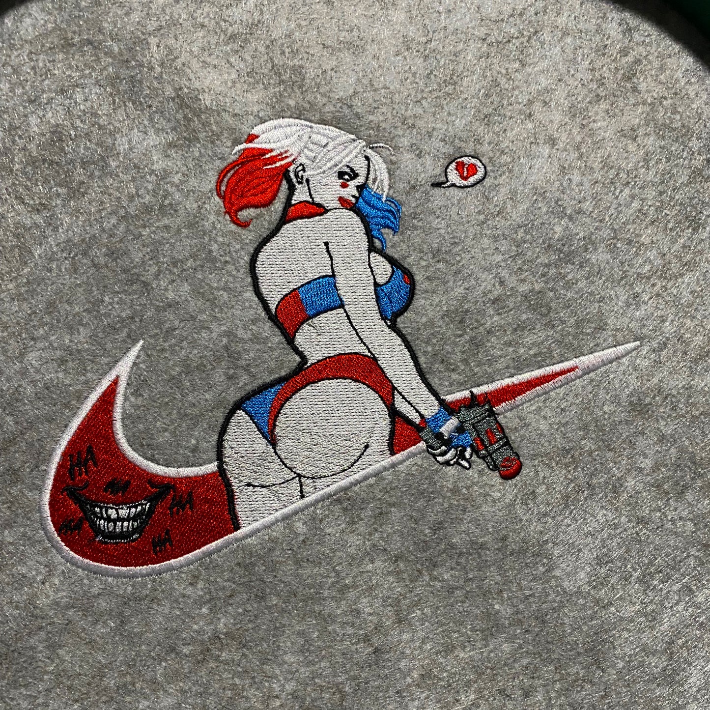 No Re-Stock: Custom Batman Harley Quinn Embroidered Crewneck OR Hoodie Sweatshirt