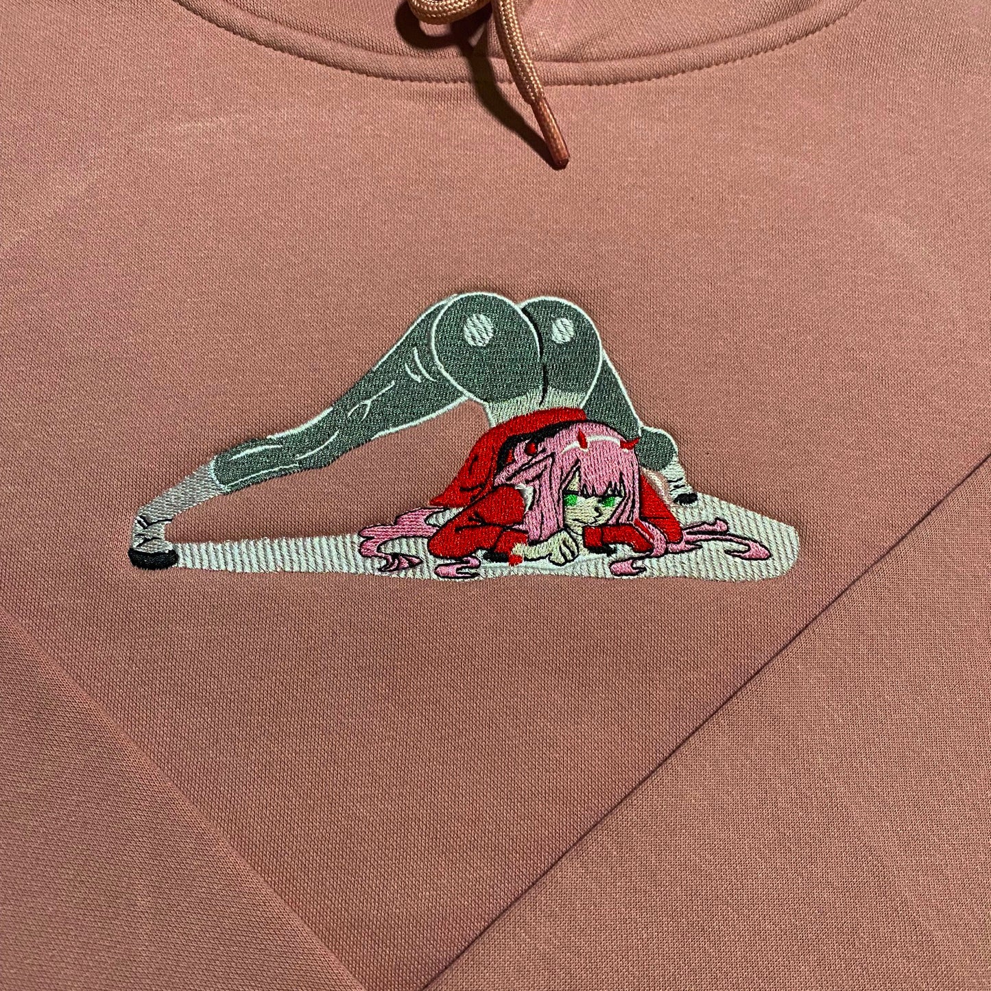 No Re-Stock: Custom Zero Two Embroidered Crewneck OR Hoodie Sweatshirt