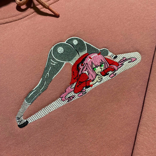 No Re-Stock: Custom Zero Two Embroidered Crewneck OR Hoodie Sweatshirt