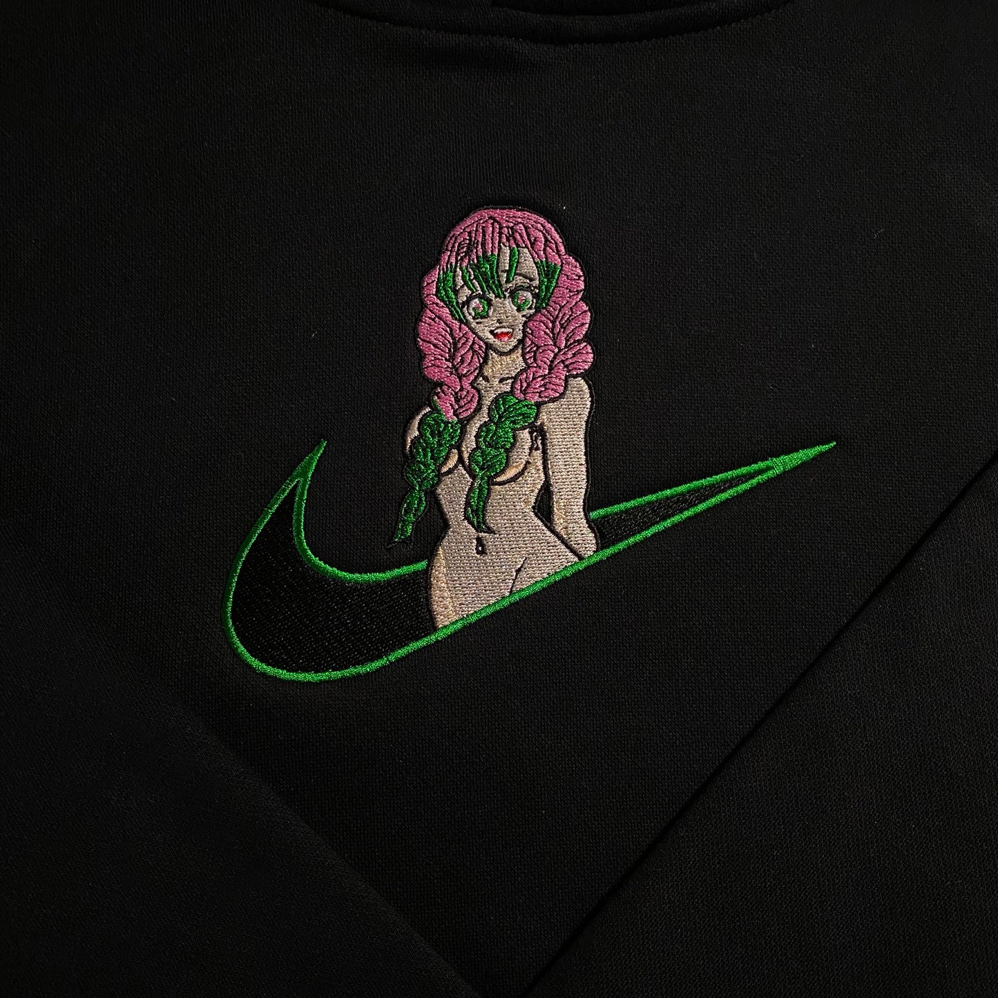 No Re-Stock: Custom Demon Slayer Mitsuri Embroidered Crewneck OR Hoodie Sweatshirt