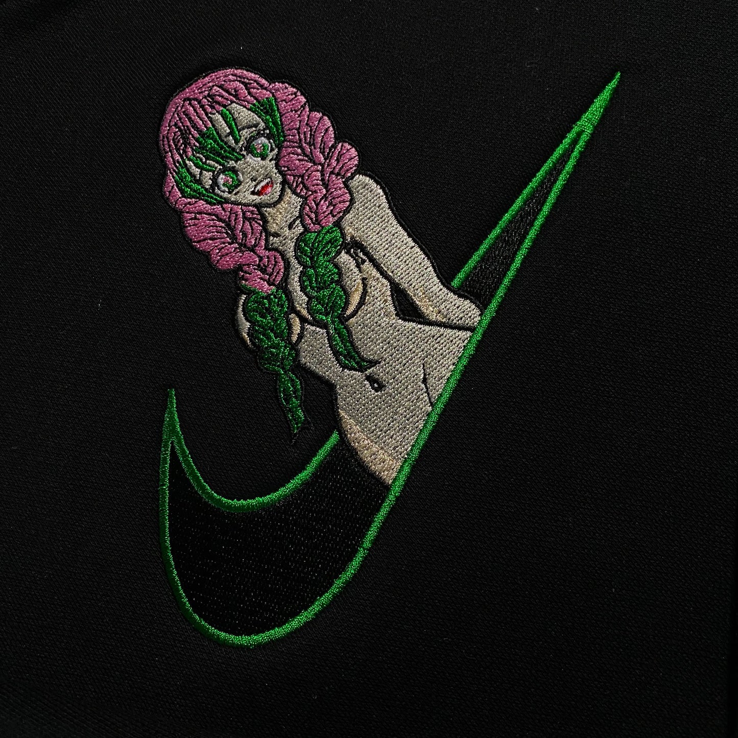 No Re-Stock: Custom Demon Slayer Mitsuri Embroidered Crewneck OR Hoodie Sweatshirt