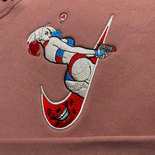 No Re-Stock: Custom Batman Harley Quinn Embroidered Crewneck OR Hoodie Sweatshirt
