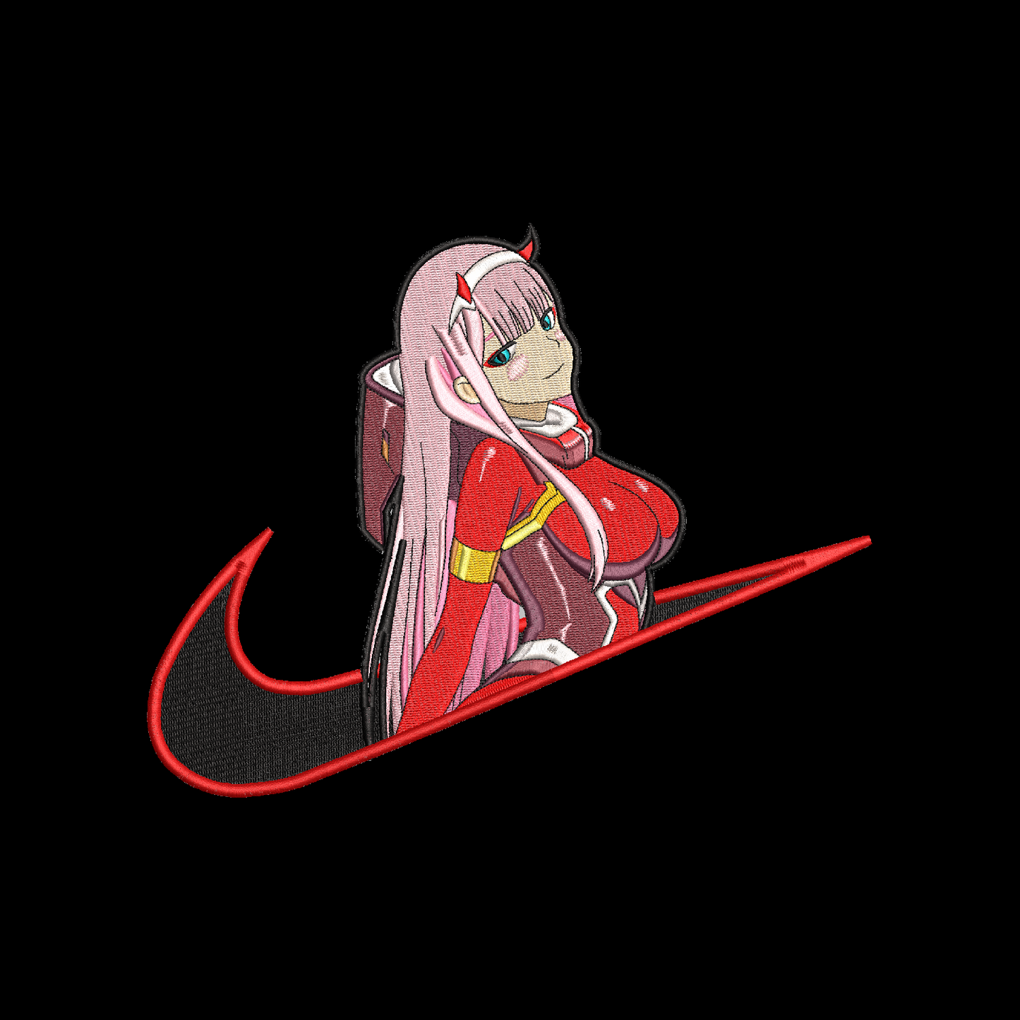 No Re-Stock: Custom Zero Two Embroidered Crewneck OR Hoodie Sweatshirt