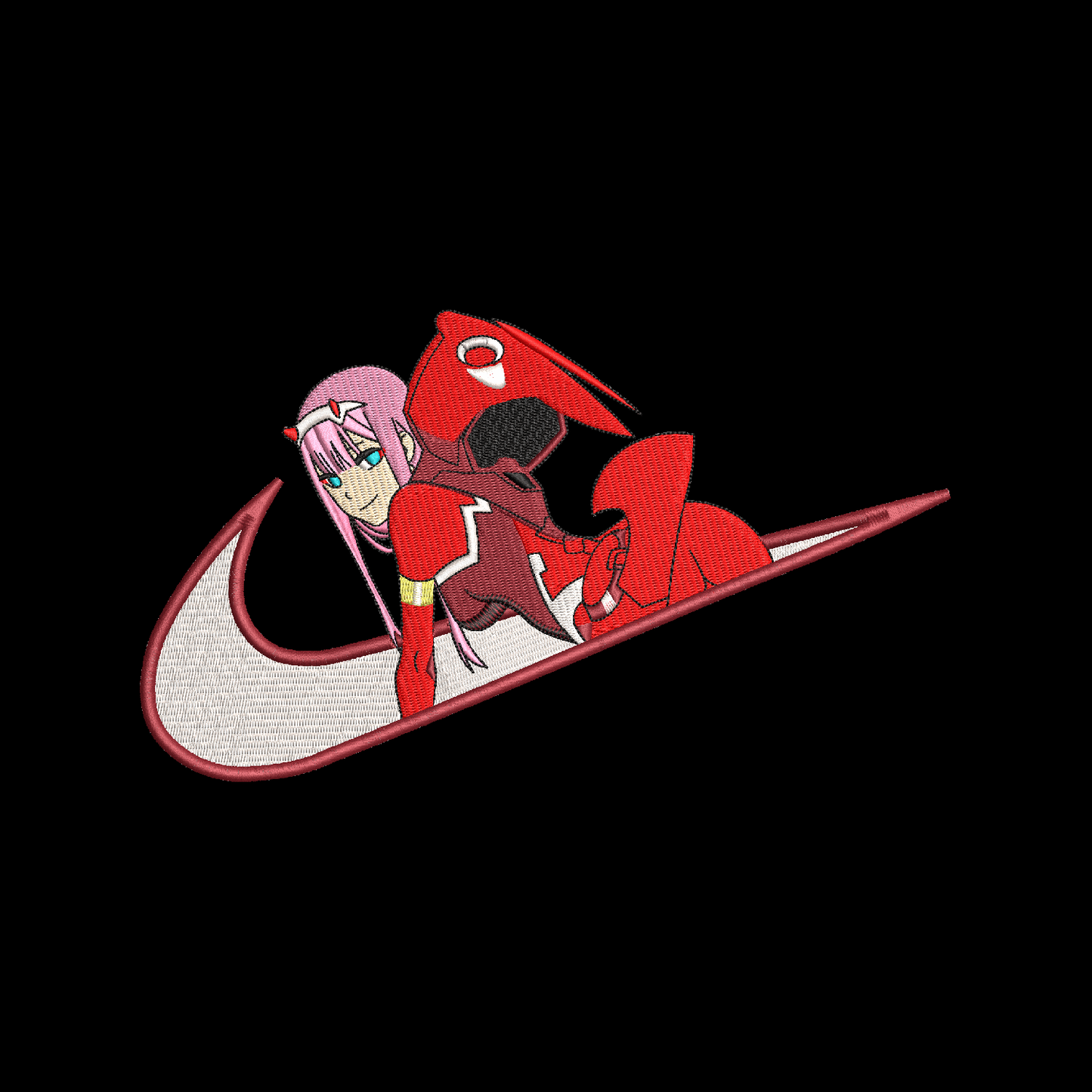 No Re-Stock: Custom ZeroTwo Pilot Embroidered Crewneck OR Hoodie Sweatshirt