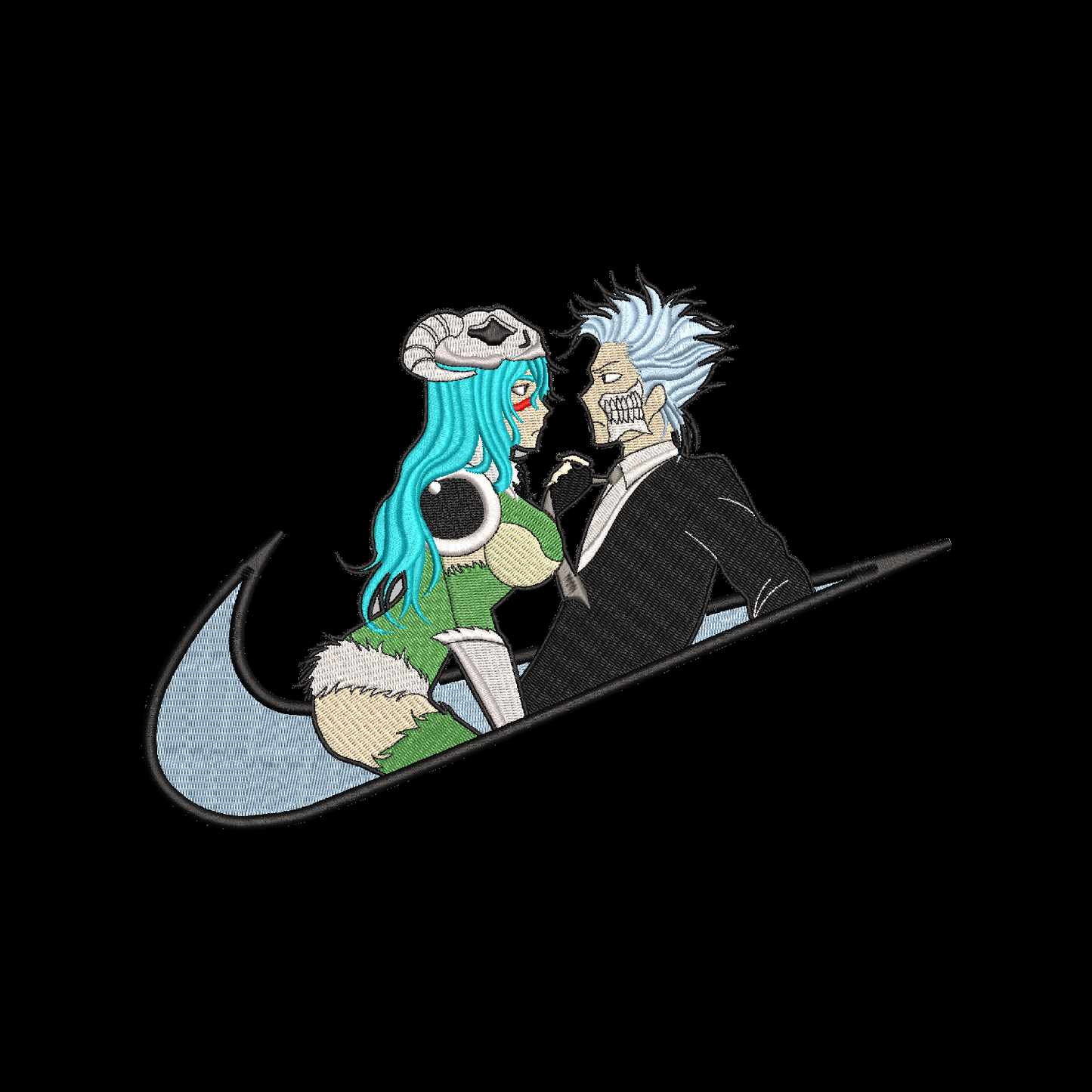 No Re-Stock: Custom Bleach Grimmjow and Nel tu Embroidered T-Shirt