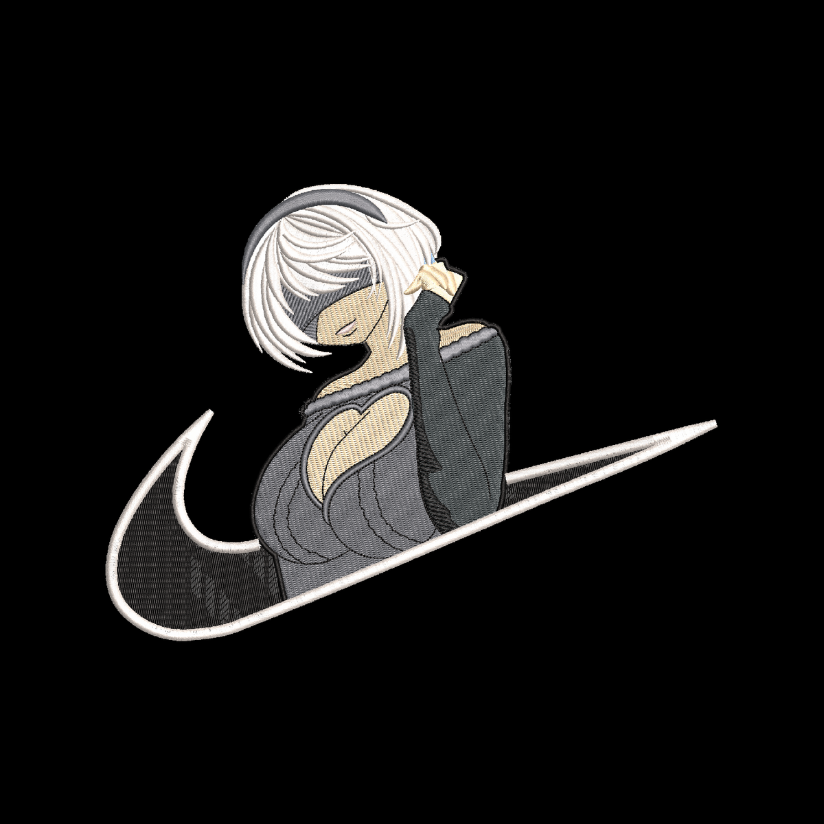 No Re-Stock: Custom Nier: Automata B2 Embroidered Crewneck OR Hoodie Sweatshirt