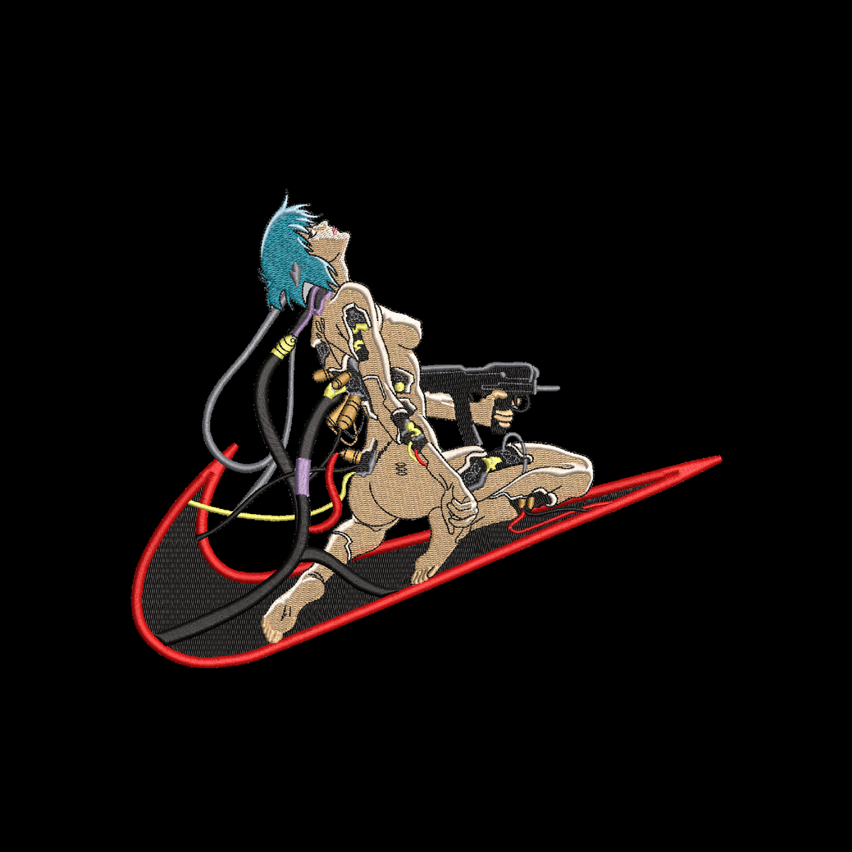No Re-Stock: Custom Ghost in the Shell Embroidered Crewneck OR Hoodie Sweatshirt