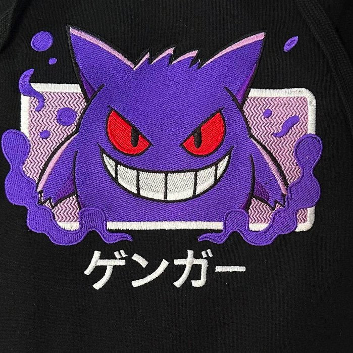 Limited Pokemon Gengar Embroidered Anime Hoodie Sweatshirt