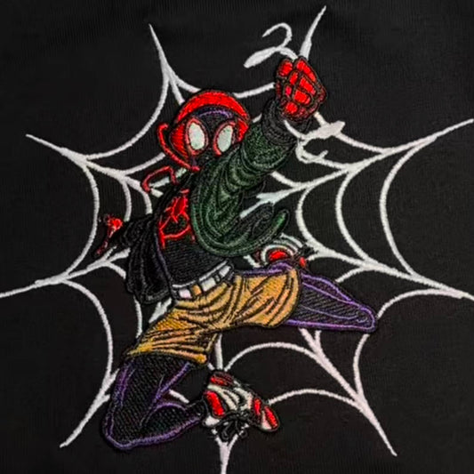 Limited Spiderman Miles Morales Embroidered Anime Hoodie Sweatshirt