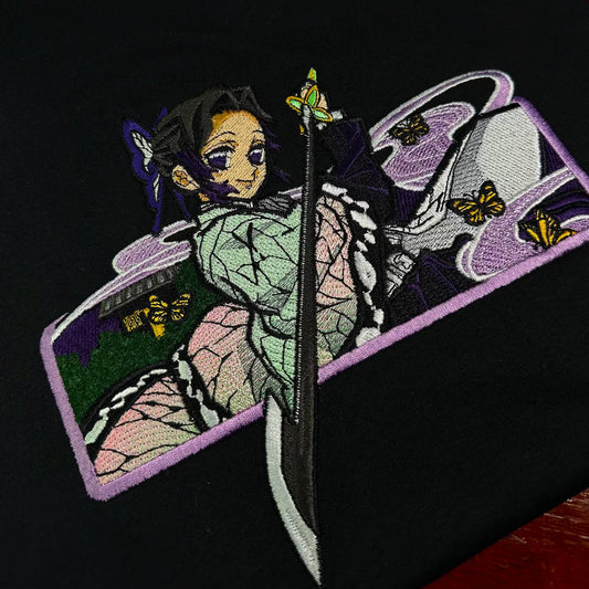 Limited Demon Slayer Shinobu Kocho Embroidered Anime Hoodie Sweatshirt