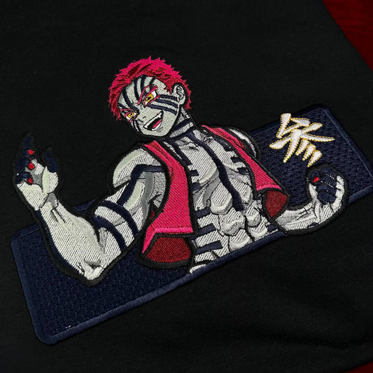 Limited Demon Slayer Akaza Embroidered Anime Hoodie Sweatshirt
