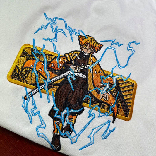 Limited Demon Slayer Zenitsu Embroidered Anime Hoodie Sweatshirt