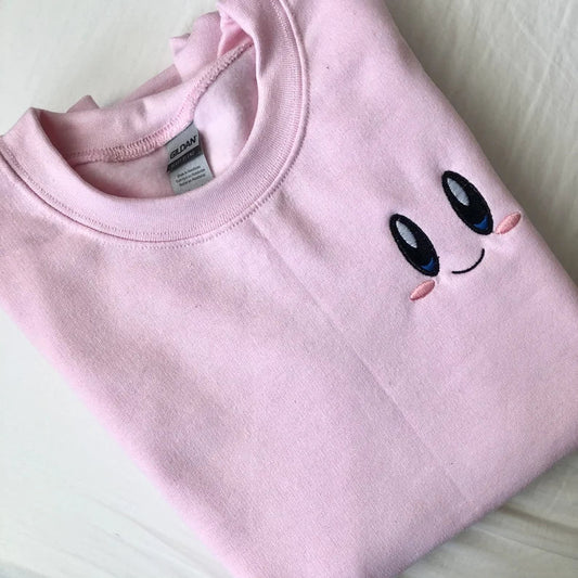 Custom Kirby All-Star Embroidered Crewneck OR Hoodie Sweatshirt