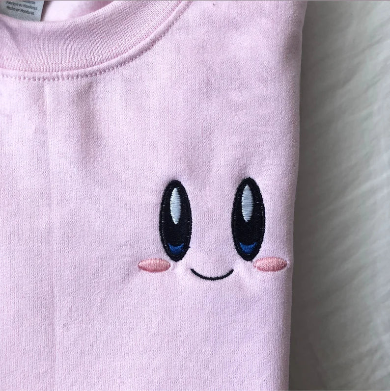 Custom Kirby All-Star Embroidered Crewneck OR Hoodie Sweatshirt