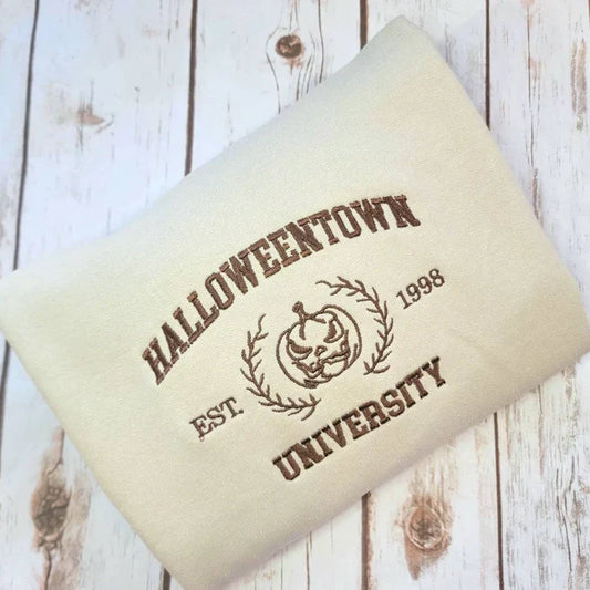 Custom Halloween Town Embroidered Crewneck OR Hoodie Sweatshirt